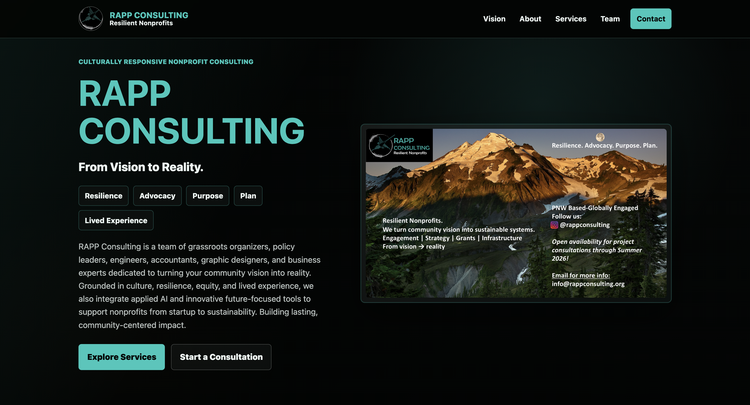 Rapp Consulting premium nonprofit consulting website homepage redesign